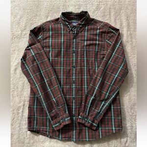 Patagonia Mens Button Up Red Plaid Shirt Pocket Long Sleeves‎ Size M
